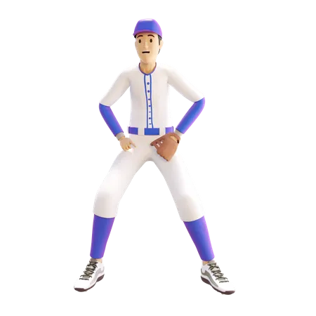 Baseballspieler beim Halten  3D Illustration