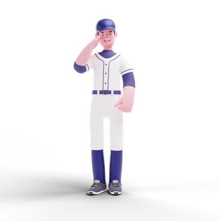 Baseball-Spieler macht Salut  3D Illustration