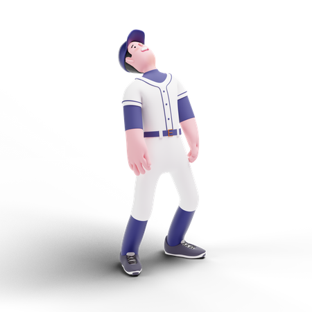 Baseball-Spieler schaut nach oben  3D Illustration