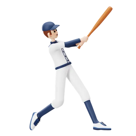 Baseball-Spieler schlägt  3D Illustration