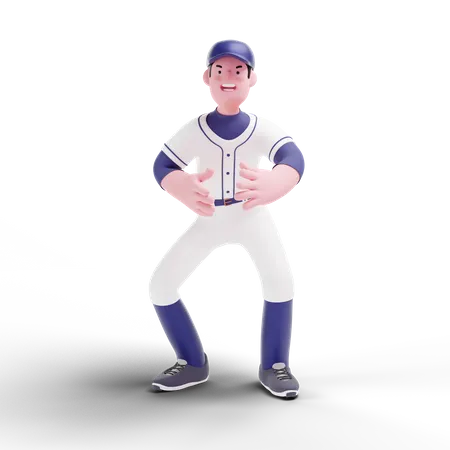 Baseball-Spieler stehend  3D Illustration