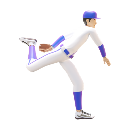 Baseballspieler wirft Ball  3D Illustration