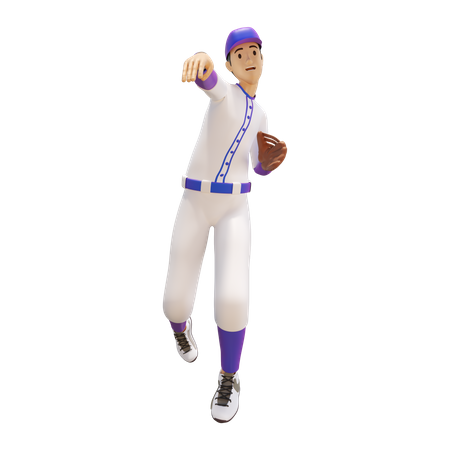 Baseballspieler wirft Baseball  3D Illustration