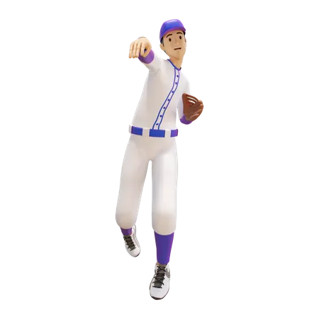 Baseballspieler wirft Baseball  3D Illustration