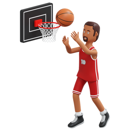 Basketball Pro Lancer la balle sur l'anneau du panier  3D Illustration