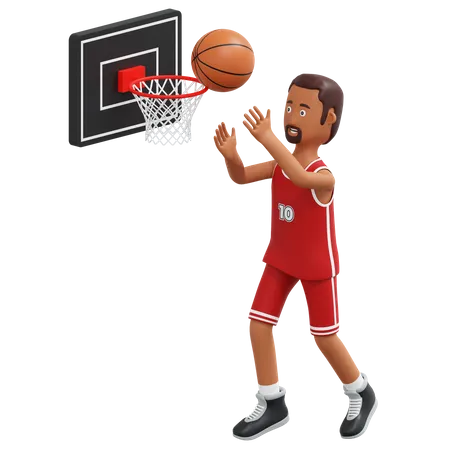 Basketball Pro Lancer la balle sur l'anneau du panier  3D Illustration