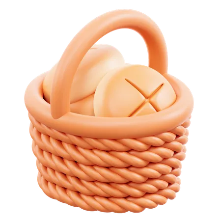 바구니 빵  3D Icon