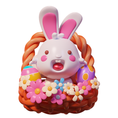 바구니 토끼  3D Icon