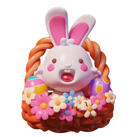 바구니 토끼  3D Icon