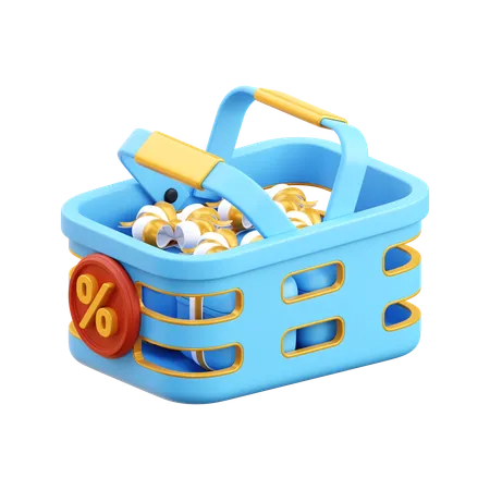 Basket Discount  3D Icon