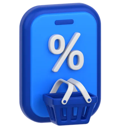 3 D Icon Of A Mobile Shopping With Discount 3D Icon