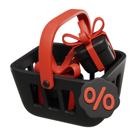 Basket Discount  3D Icon