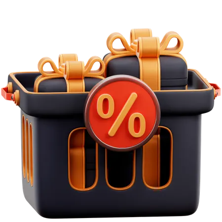 Basket Discount  3D Icon