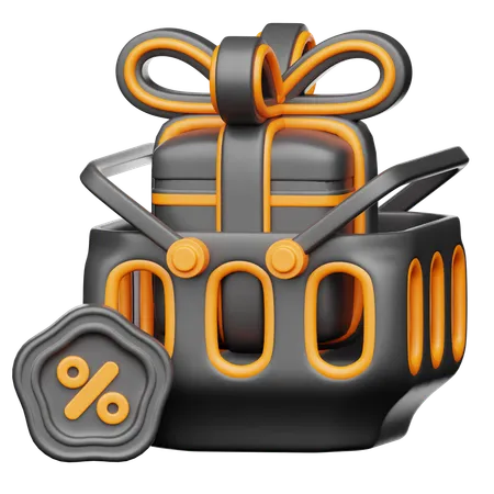 Basket Discount  3D Icon