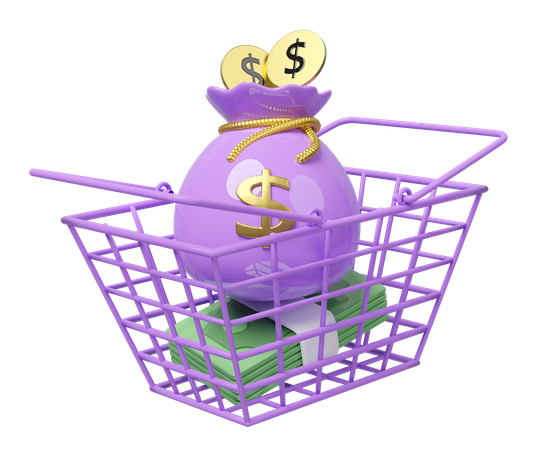 Basket Money  3D Icon