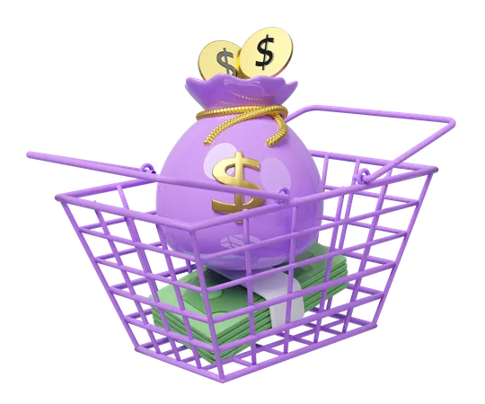 Basket Money  3D Icon