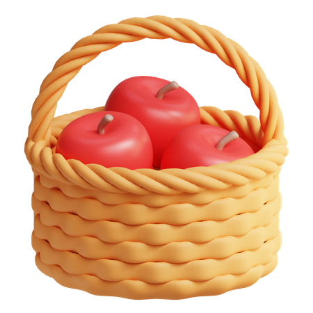 Basket of apple  3D Icon