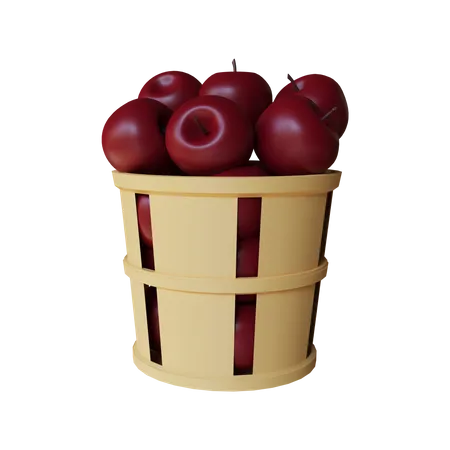 Basket Of Apple  3D Illustration