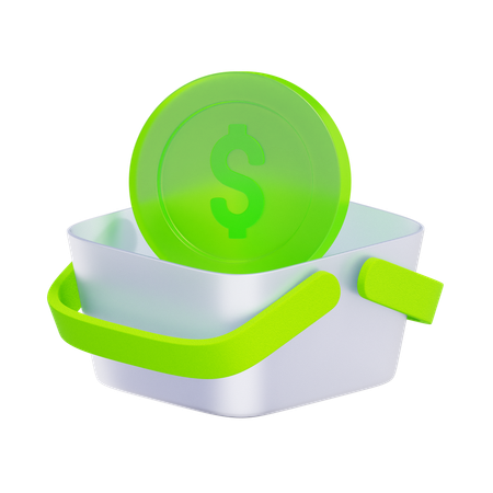 Basket with Coin  3D Icon