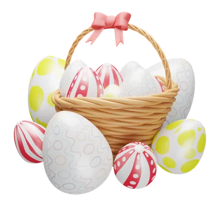 Basket with egg  3D Icon