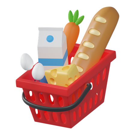 Basket With Foods  3D Icon