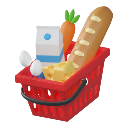 Basket With Foods 3D Icon
