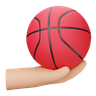 hand holding basketball ball 3d images