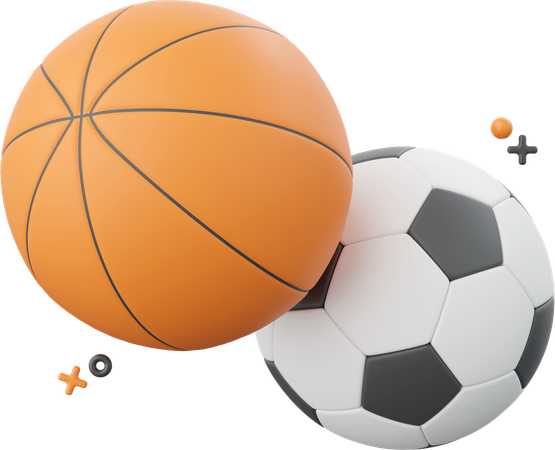Basketball And Football  3D Icon