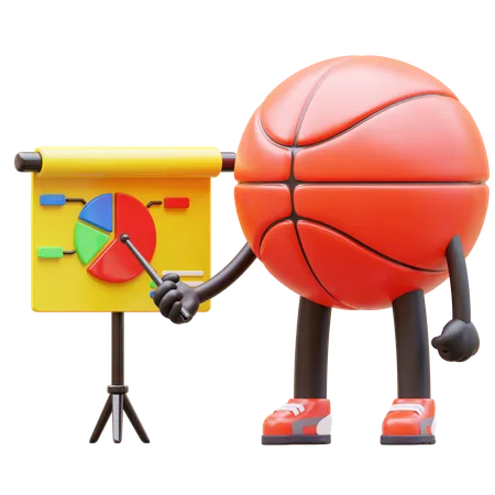 Basketball Character Doing Presentation  3D Illustration