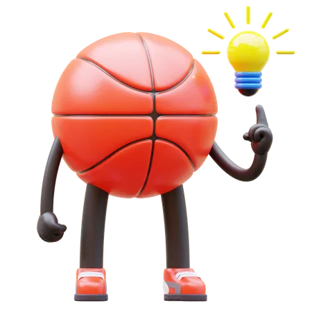 Basketball Character Get Idea  3D Illustration