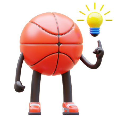 Basketball Character Get Idea  3D Illustration