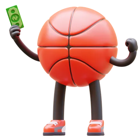 Basketball Character Get Money 3D Illustration