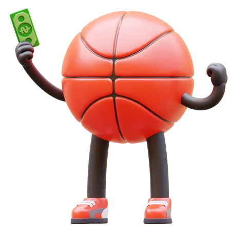 Basketball Character Get Money  3D Illustration