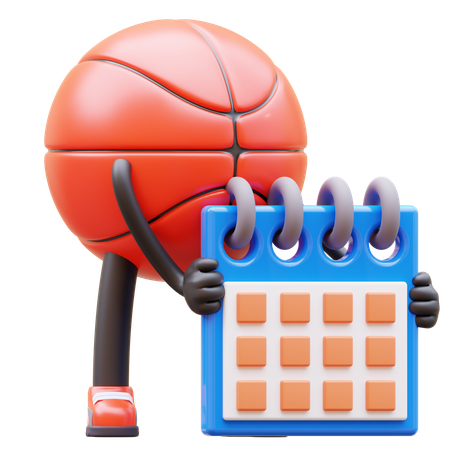 Basketball Character Holding Calendar Planning Schedule  3D Illustration