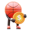 Basketball Character Holding Coin