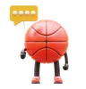 Basketball Character Holding Communication Balloon