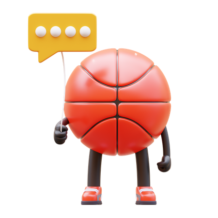 Basketball Character Holding Communication Balloon  3D Illustration