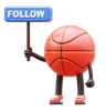 Basketball Character Holding Follow Sign