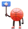 Basketball Character Holding Like Sign