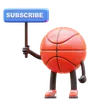 Basketball Character Holding Subscribe Sign
