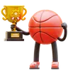 Basketball Character Holding Trophy