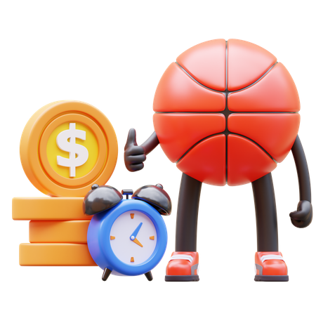 Basketball Character Investing Money  3D Illustration