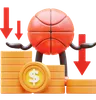 Basketball Character Showing Money Graph Falling Down