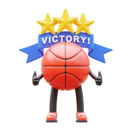 Basketball Character Winner And Earn Stars  3D Illustration