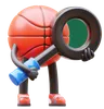 Basketball Character With Magnifying Glass