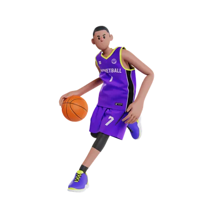 Basketball Dribbling  3D Illustration