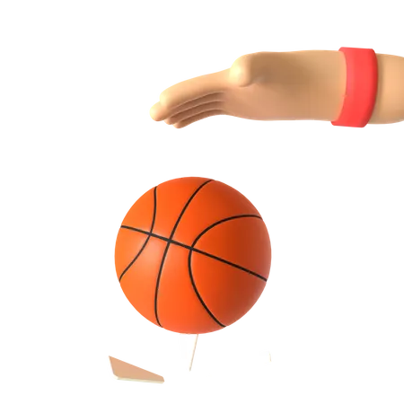 Basketball mit Handgeste  3D Illustration