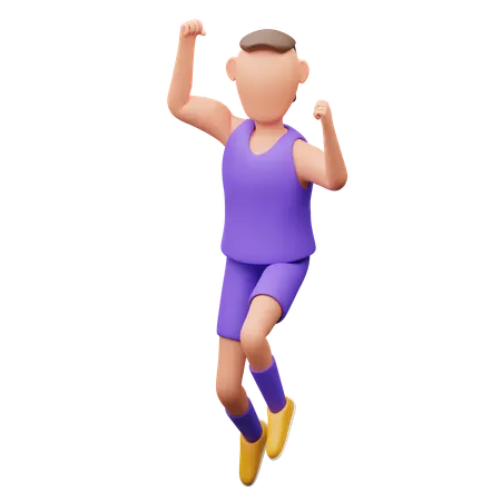 Basketball Player Celebrating Success  3D Illustration