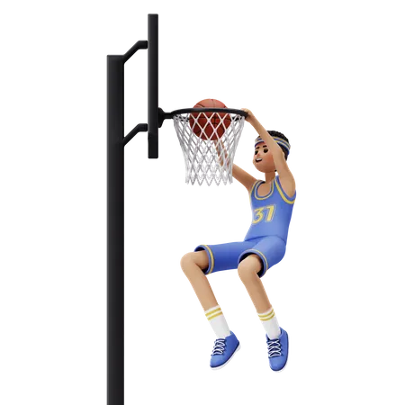 Basketball Player Doing Alley Oop Dunk  3D Illustration