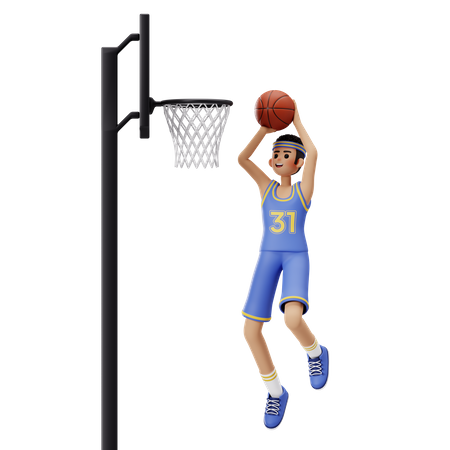 Basketball Player Doing Alley Oop Dunk 3D Illustration